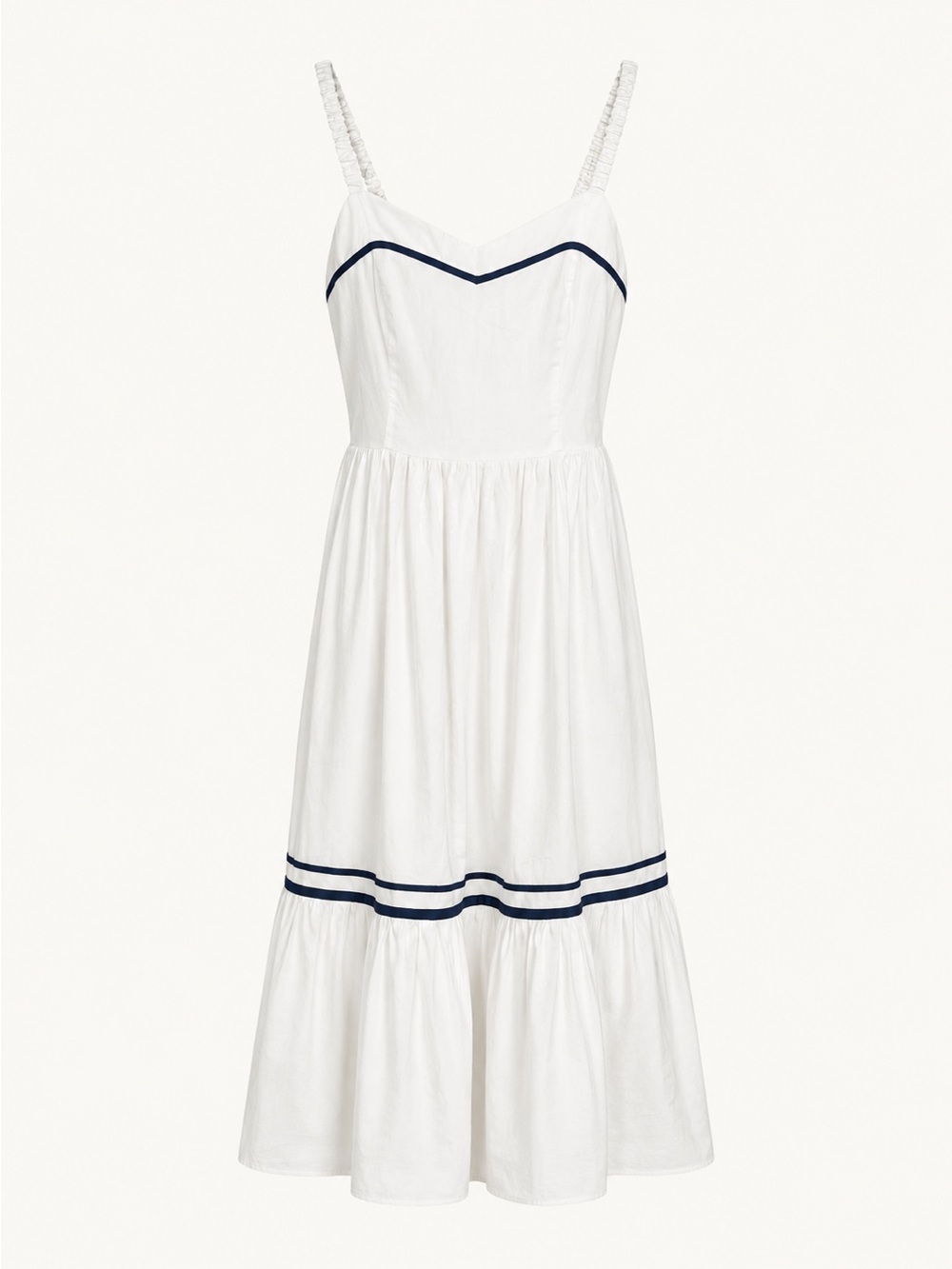 🌺I.Crew Corset Midi Dress with Navy Trim - Picture 6 of 7